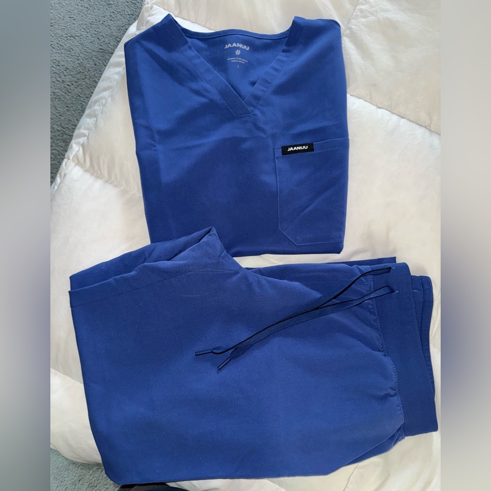 Jaanuu Blue Medical Scrub Pants with Drawstring Waist (IN PERFECT CONDITION)